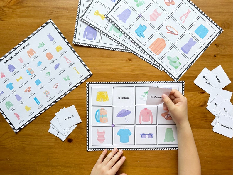 French Clothes Word Mat, Word Flashcards, Game Mat, Printable Digital ...