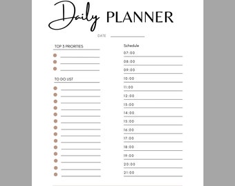 Daily Planner Printable, 2022 Planner, Productivity Planner, Undated Planner Insert, Digital Planner, Daily To DO, Daily Schedule, A4 Size