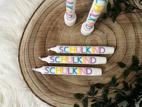 Stabkerzen | Einschulung | Schulkind | Schulanfang | Schulbeginn | wahlweise mit Kerzenhalter