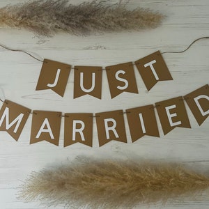 Just Married Girlande Tafeln aus Holz - Hochzeit - Deko - Hochzeitsdeko