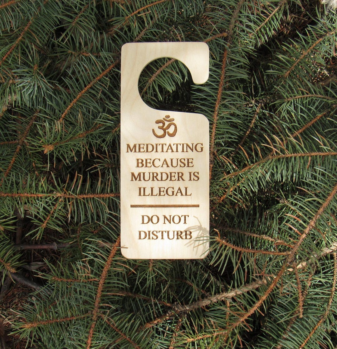 Laser Engraved Birch Door Hanger, Meditating Humor, Do Not Disturb - Etsy