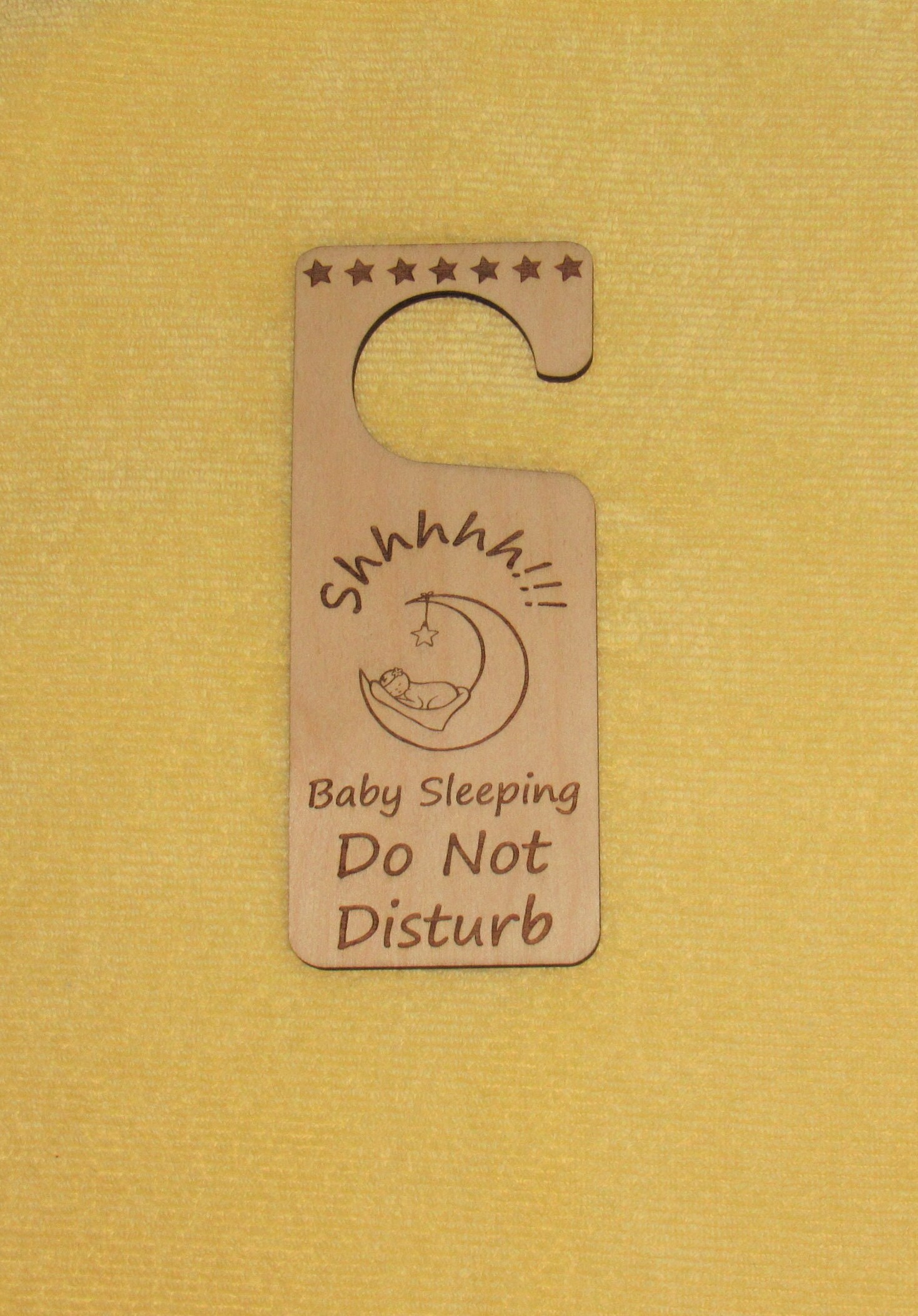 Baby Sleeping Do Not Disturb Door Knob Handle Hanger, Wooden, Laser ...