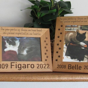 Personalized Pet Memorial Picture Frame, Wooden, Laser Engraved, Pet Loss Gift, Custom Pet Memorial Gift, Photo Frame, Dog, Cat