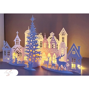 Christmas Nativity Paper Cut Template 3D Village SVG PDF Digital Download