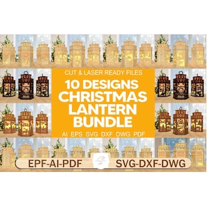 クリスマスランタンレーザーカットテンプレートバンドル（SVG、DXF、PDF）