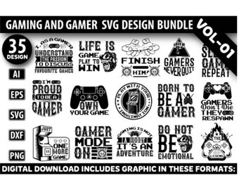 Pacchetto di design SVG per gamer - Grafica retrò per videogiochi