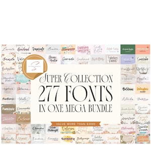 277 Schriftarten Mega Bundle Schriftart SVG-Schriftart mit Tails-Schriftart PNG-Schriftarten für Cricut Schriftarten für die Stickerei Schrift Download Kalligraphie Schrift Schrift