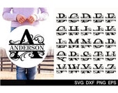 Split Monogram Font Alphabet SVG Regal Script Initial Designs svg, dxf, png, eps