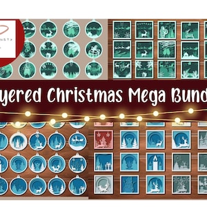 3D Weihnachts Bundle 3D SVG Datei Shadow Box Weihnachten Schnittdatei