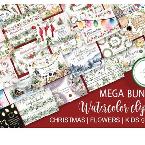 Aquarela Clipart Natal PNG Flores Clipart Pacote Floral Feriado