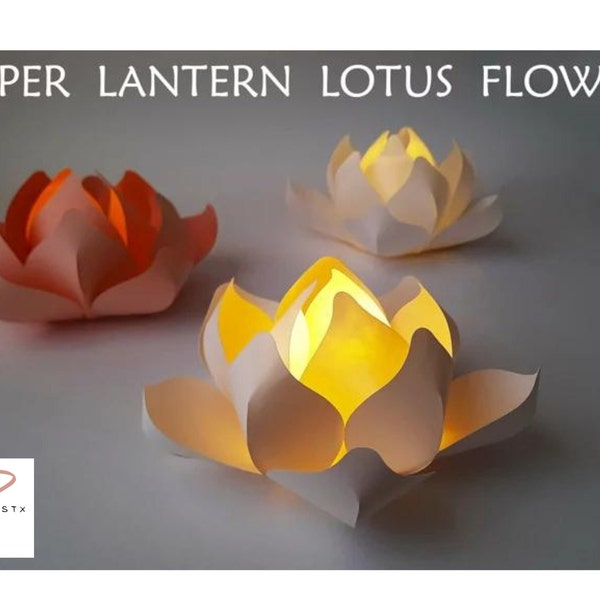 Fleur de lotus lanternes en papier Sculpture de fleurs lanterne lumières fleurs de mariage pièce maîtresse SVG couper des fichiers pour Cricut DXF