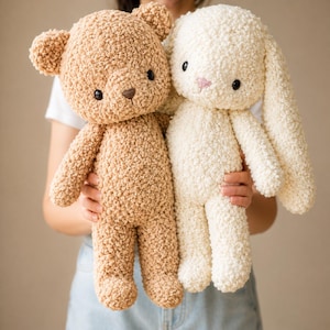 Crochet Fleece Teddy Bunny Pattern Jumbo Plushie PDF Pattern