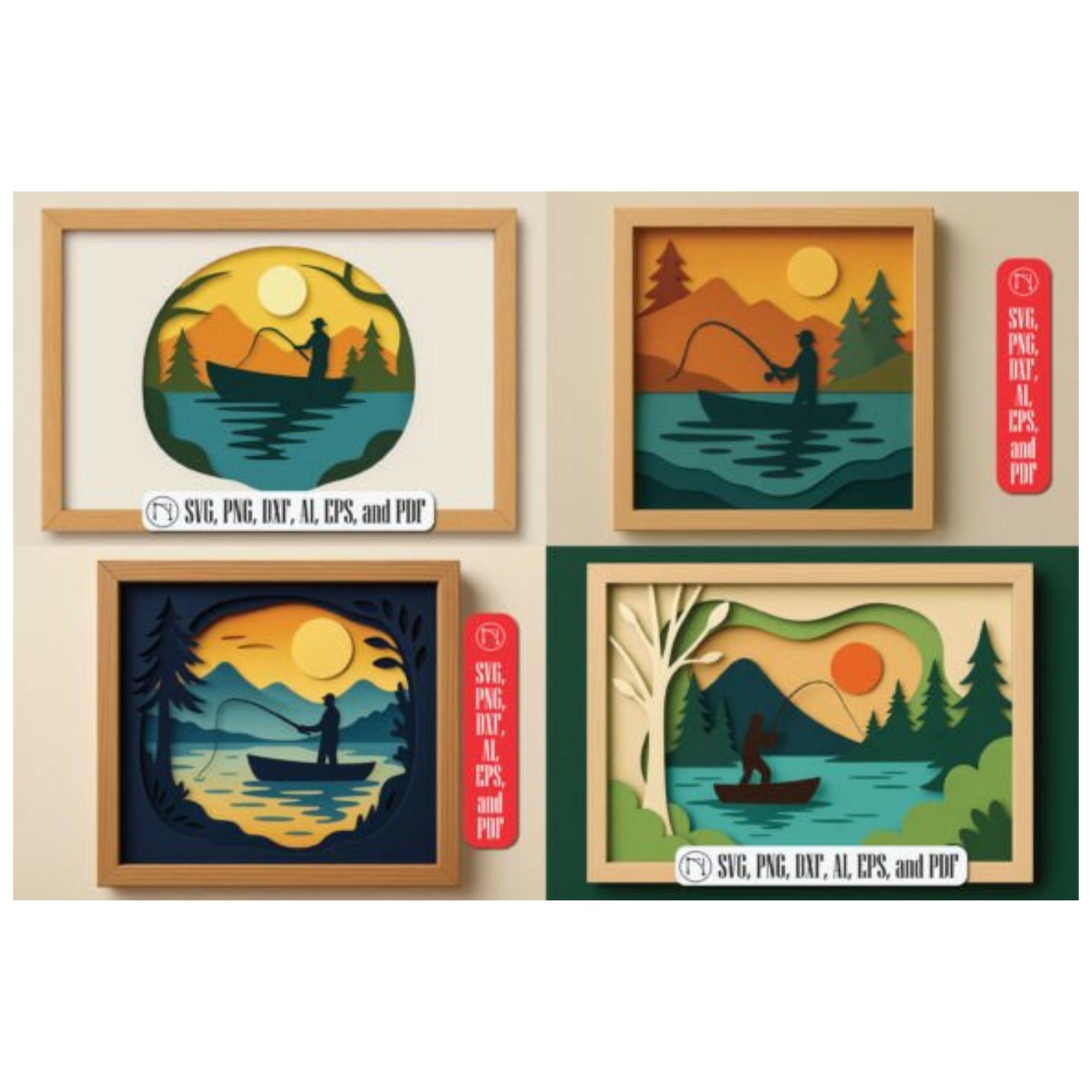Layered Nature Scene Shadow Box SVG Forest Waterfall Paper Craft Design ...