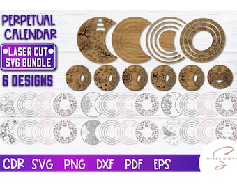 Perpetual Calendar SVG Bundle Wood Engraving Files