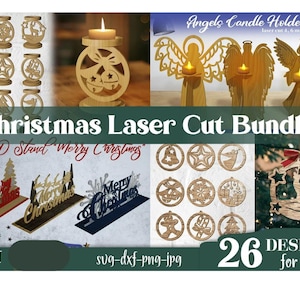 Weihnachten Laser Cut Kerzenhalter Glowforge Merry Christmas Holz Dekor Laser Gravur File 3D Laser
