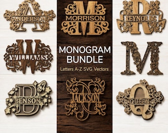 Alfabeto diviso Monogramma SVG Taglio laser Nome di famiglia