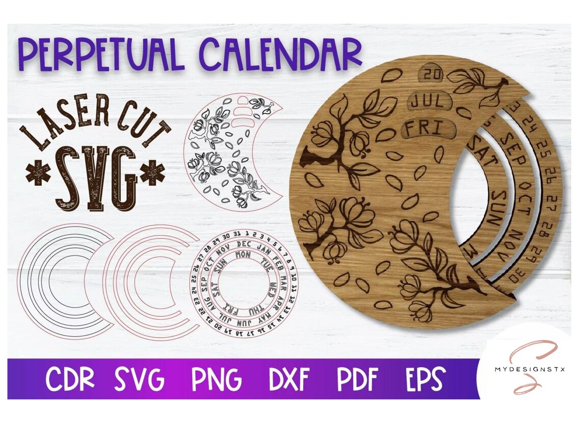 Perpetual Calendar SVG Bundle Wood Engraving Files - Etsy