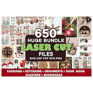 Digital Download, Design Templates, Christmas Ornament, Laser Cut Bundle, 3D Laser Cut File Bundle, SVG Bundle, Laser Cut, Laser Engraving