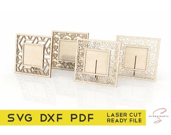 Quadratischer Fotorahmen Laser Cut Datei Bundle SVG DXF PDF Home Decor