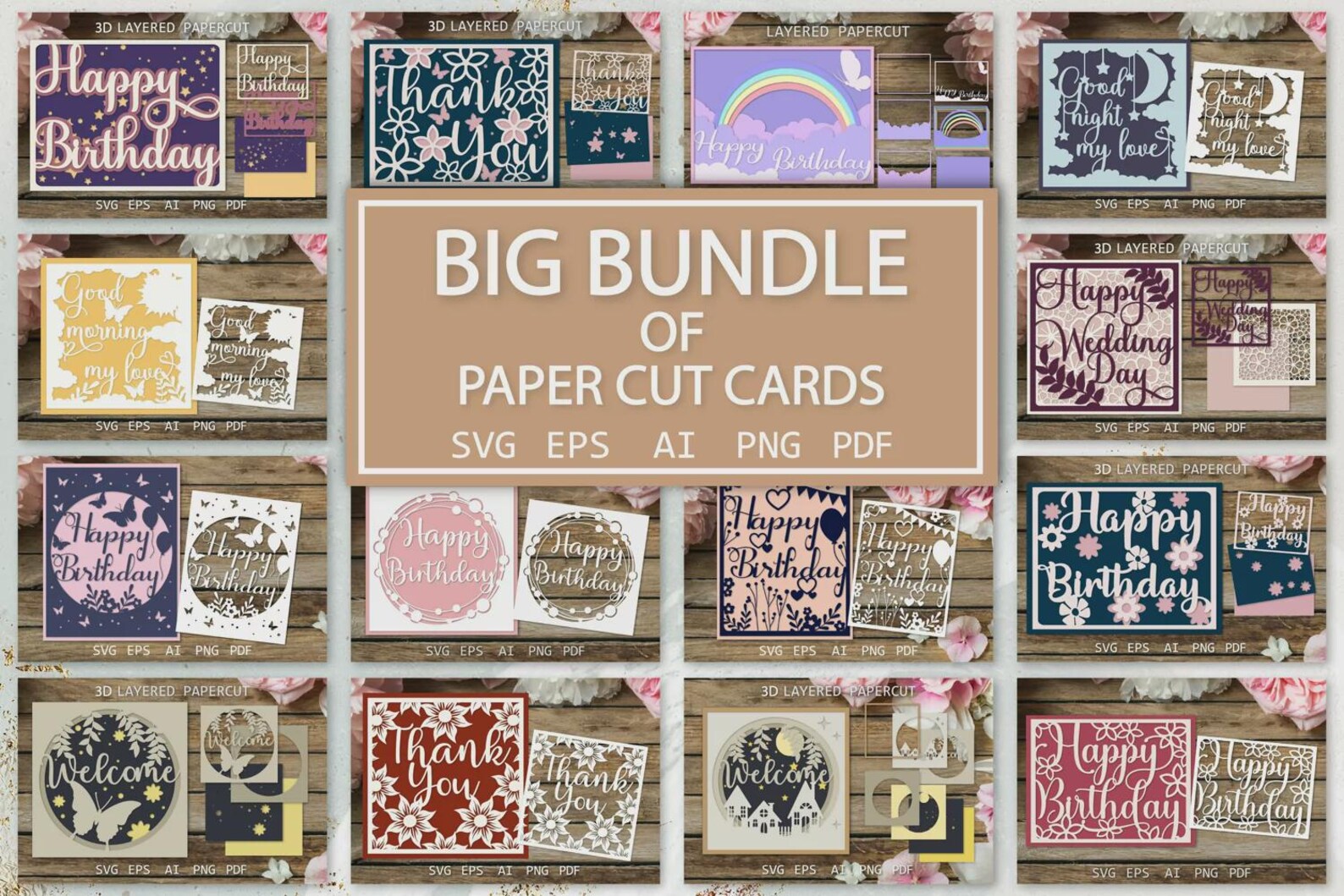 Paper Cut From File Paper Cut Card Files Template Layered Paper Art Cutting SVG - Etsy