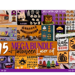 Halloween Laser Cut Mega Bundle 3D Halloween Laser Cut Datei SVG Glowforge Wand Kunst Wohnkultur DIY Laterne Laser bereit