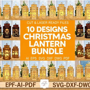 Christmas Lantern Laser Cut Template Bundle SVG  DXF PDF