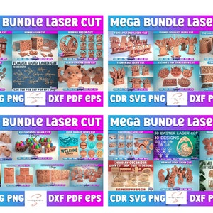 Laser Cut File, Mega Bundle, Glowforge svg, Laser Engrave, Laser Cut Template, Monogram, CNC Files image 3