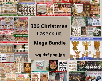 Christmas Laser Cut Mega Bundle 3D Christmas Laser Files SVG Gifts Laser Cut Christmas Cards Snowman Home Decor