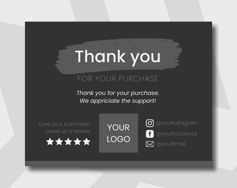 Digital Thank you card Template - EDITABLE (Canva) For Shop owners | WooCommerce | Shopify | Amazon | Etsy | Bol.com