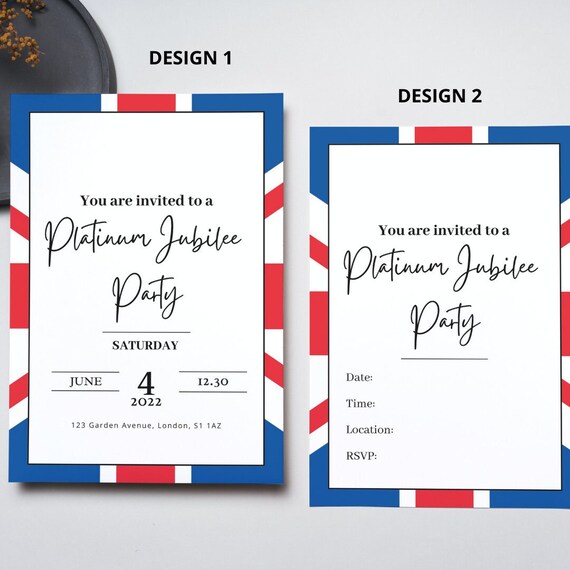 Platinum Jubilee Invitations Queen Elizabeth Printable Etsy UK
