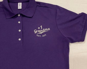 Number 1 Grandma Polo Shirt short sleeve Embroidered