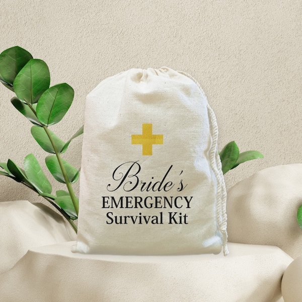 Bride's Emergency Survival kit, Bridal Gift, Bridal Shower gifts, Wedding Favors, Medical Cross, Handmade Favors, Favor Bags, Cotton Pouch