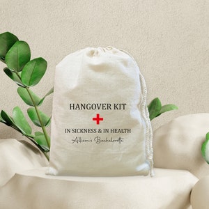 Hangover kit In Sickness and In Health bags / Recovery Kit / Survival Kit Bags / Birthday Party Hangover Kit / Wedding Emergency kit