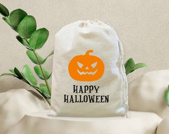 Trick or Treat, Candy Bag, Treat Bag, Halloween Party Favor Bags, Personalized Bags, Bridal Shower Favors, Wedding Favor Bags - Pumpkin Bags