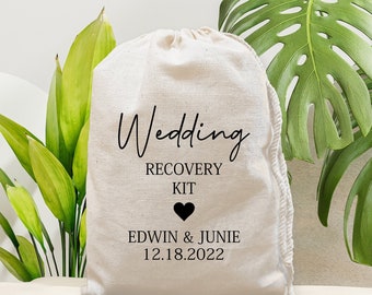 Custom Wedding, Guest Favor Bags, Personalized Hangover Kit, Canvas Bags, Wedding Recovery Kit, Wedding Survival Kit