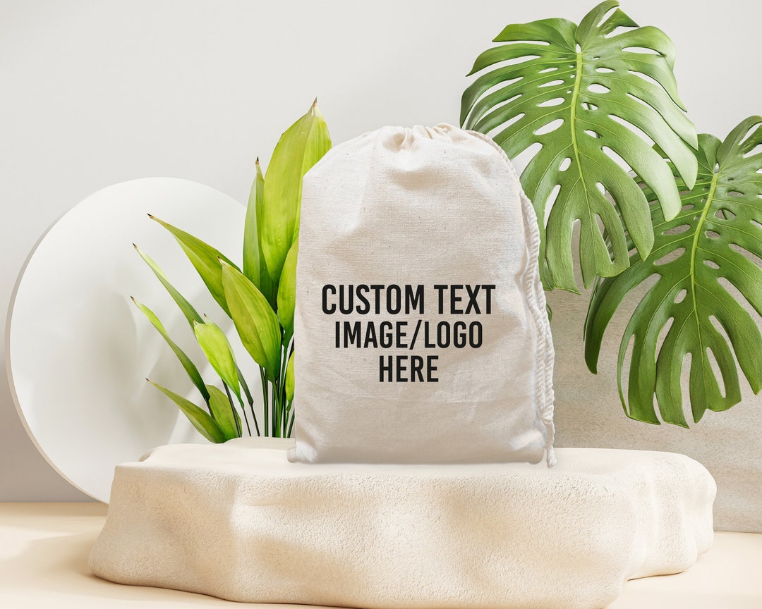 Natural Cotton Jewelry Bag, Wedding Favour Bag, Personalize Drawstring