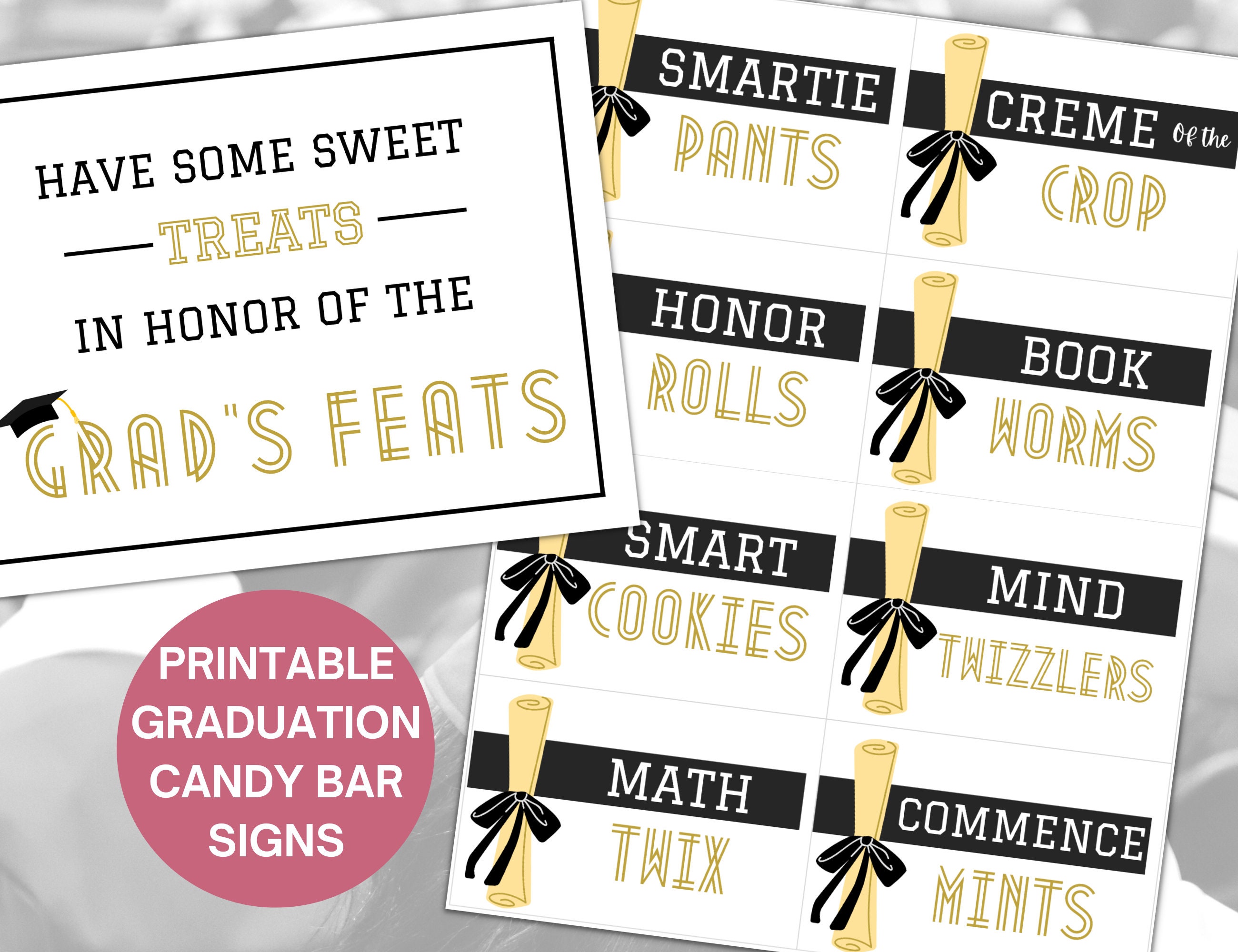Graduation Candy Bar Signs Printable Labels for Candy Bar Buffet Makes ...