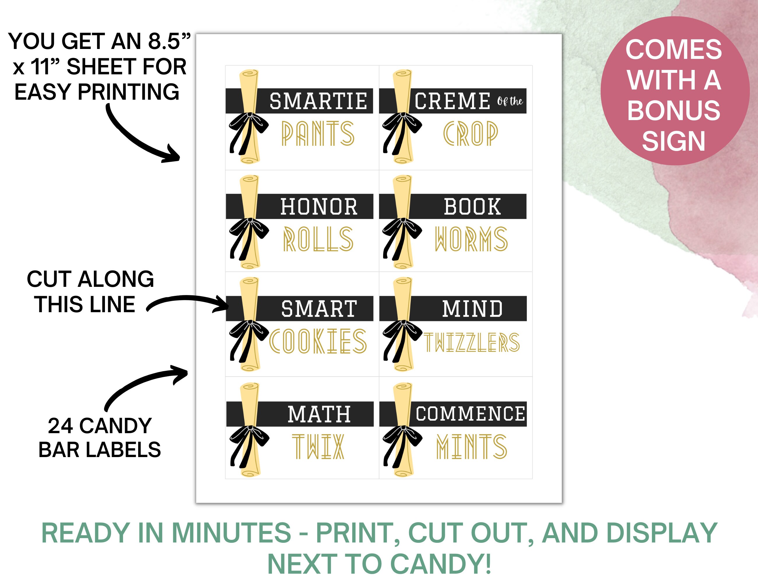 Graduation Candy Bar Signs Printable Labels for Candy Bar Buffet Makes ...
