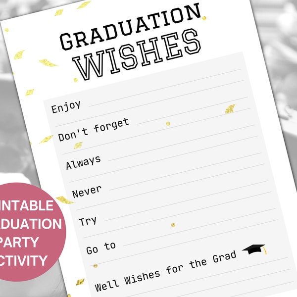 Advice Cards and Well Wishes for the Graduate | 2023 Graduation Party Game | Printable Graduation Wishes Card | Great for HS college grads