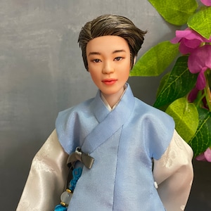 Doll Hanbok for BTS doll - Light blue outer coat set