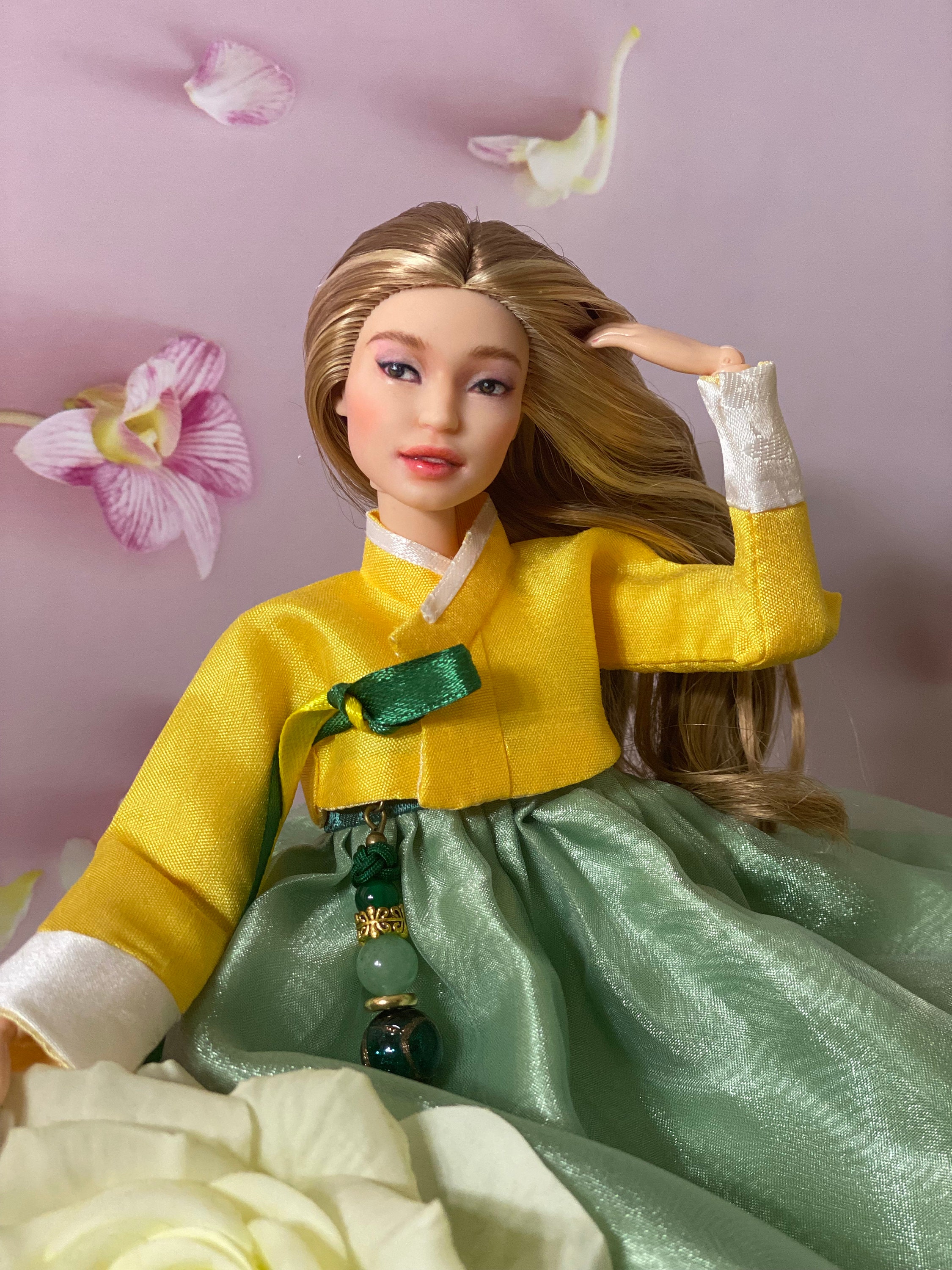 Buy Doll Hanbok for 1230cm Doll Light Green Colored Hanbok Set