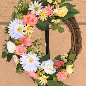 Spring Grapevine Wreath, Spring Floral Wreath, Front Door Wreath, Summer Wreath, Mother&#39;s Day Wreath, Everyday Wreath, Floral Spring Wreath