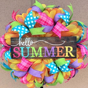 Hello Summer Wreath, Summer Wreath, Front Door Wreath, Colorful Summer Wreath, Summer Colors Wreath, Year Round Wreath, Summer Decor