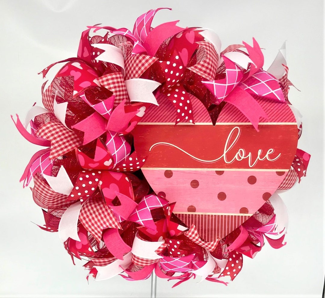 Valentines Day Wreath Valentines Day Door Wreath Love Etsy