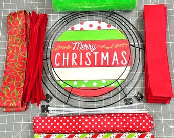 DIY Christmas Wreath Kit, Merry Christmas Wreath Kit, Holiday DIY wreath kit, DIY Holiday Wreath Kit, Christmas Wreath Kit, Merry Christmas