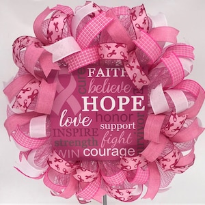 Breast Cancer Awareness Wreath, Breast Cancer Wreath, Breast Cancer Pink Wreath, Breast Cancer Awareness Wreath For Front Door, Door Wreath