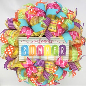 Summer Wreath, Welcome Summer Wreath, Colorful Summer Wreath, Summer Popsicle Wreath, Summer Door Wreath, Welcome Summer Door Wreath