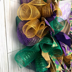 Mardi Gras Wreath for Front Door, Fat Tuesday Wreath, Happy Mardi Gras Wreath, Mardi Gras Decor image 4