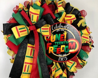 Juneteenth Wreath for Front Door, Juneteenth Decoration, Juneteenth Freedom Day Wreath