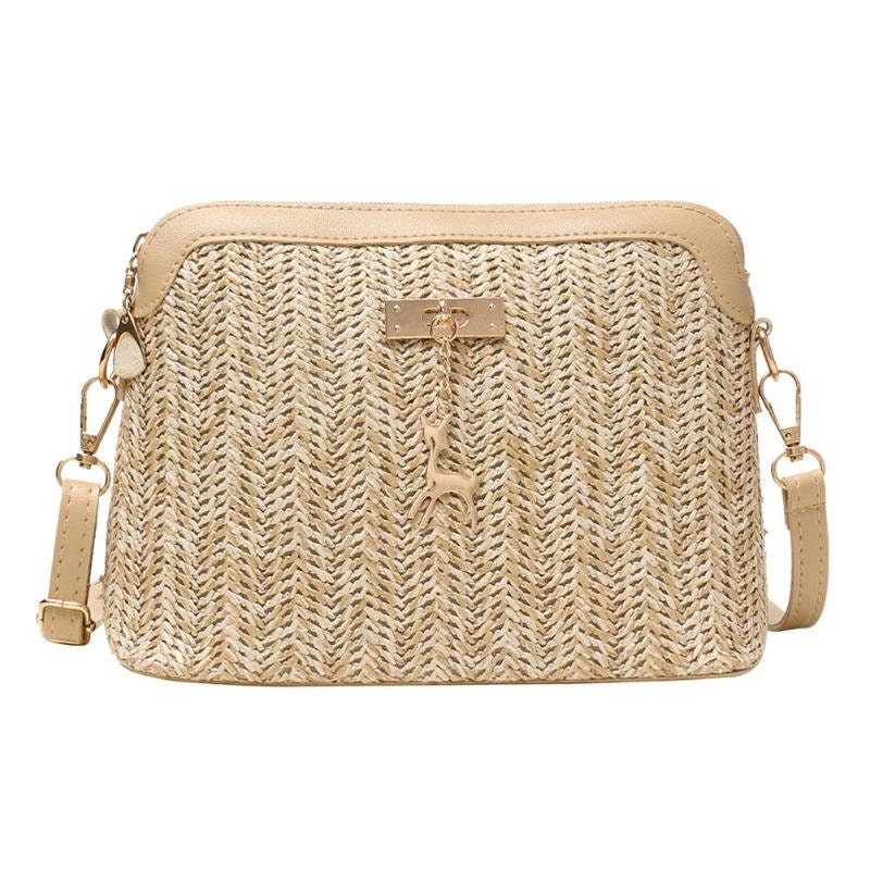 DBHCXD Shell-Shaped Chain Small Messenger Bag Rattan Woven Shoulder  Portable Beach Vacation Bag (Color : E, Size : 1)
